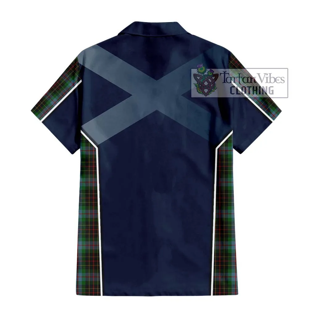 Brodie Hunting Tartan Short Sleeve Button Shirt with Family Crest and Lion Rampant Vibes Sport Style