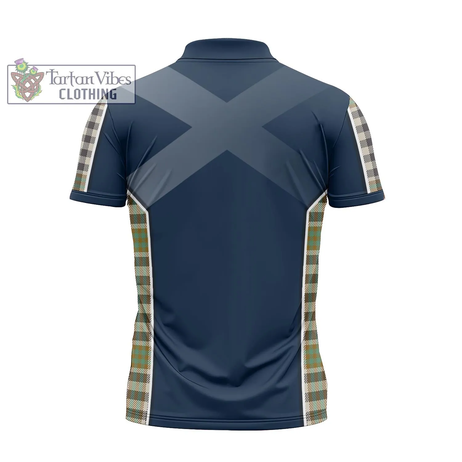 Burns Check Tartan Zipper Polo Shirt with Family Crest and Scottish Thistle Vibes Sport Style