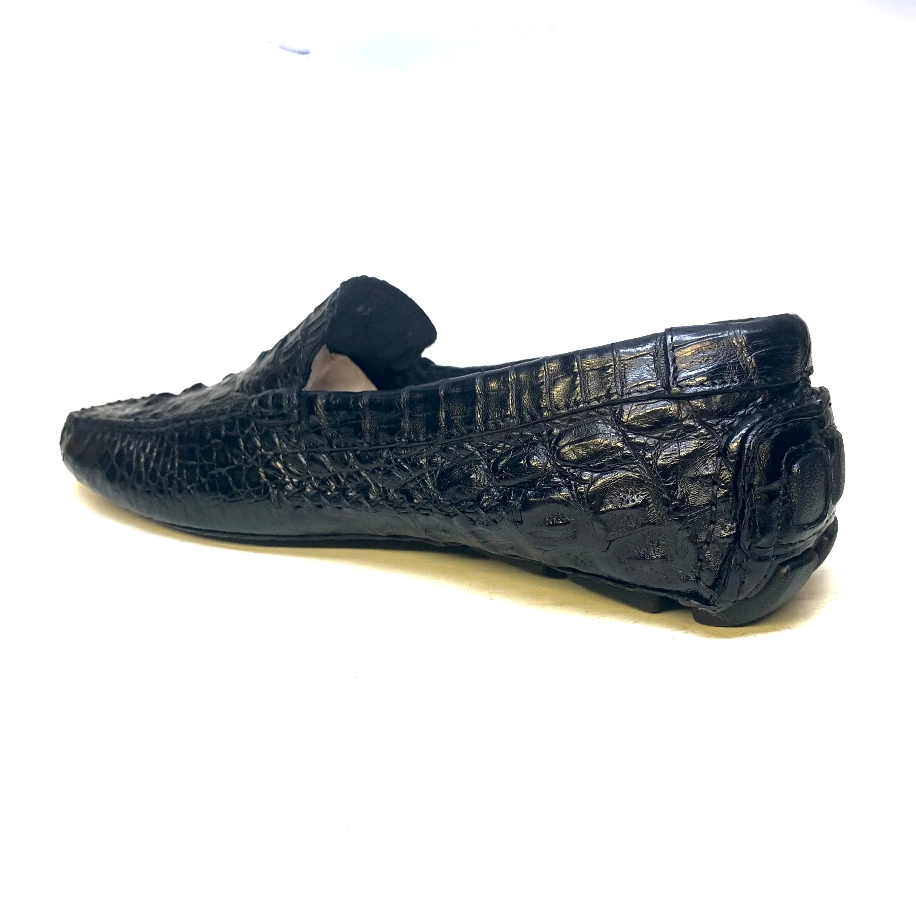 Calzoleria Toscana Black Hornback Crocodile Loafers