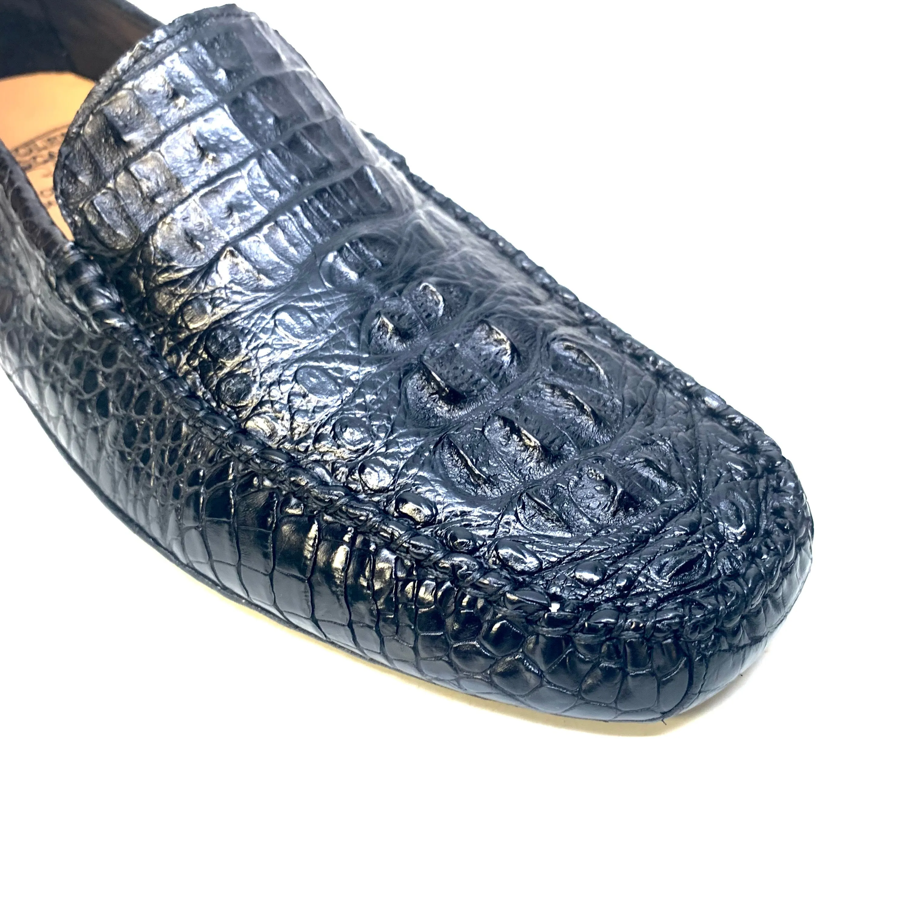 Calzoleria Toscana Black Hornback Crocodile Loafers