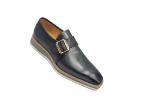 Carrucci Grey Men's Monkstraps Patent Leather casual shoes