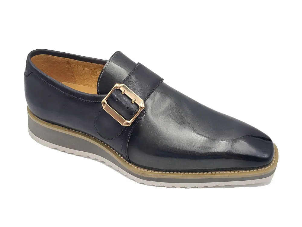 Carrucci Grey Men's Monkstraps Patent Leather casual shoes