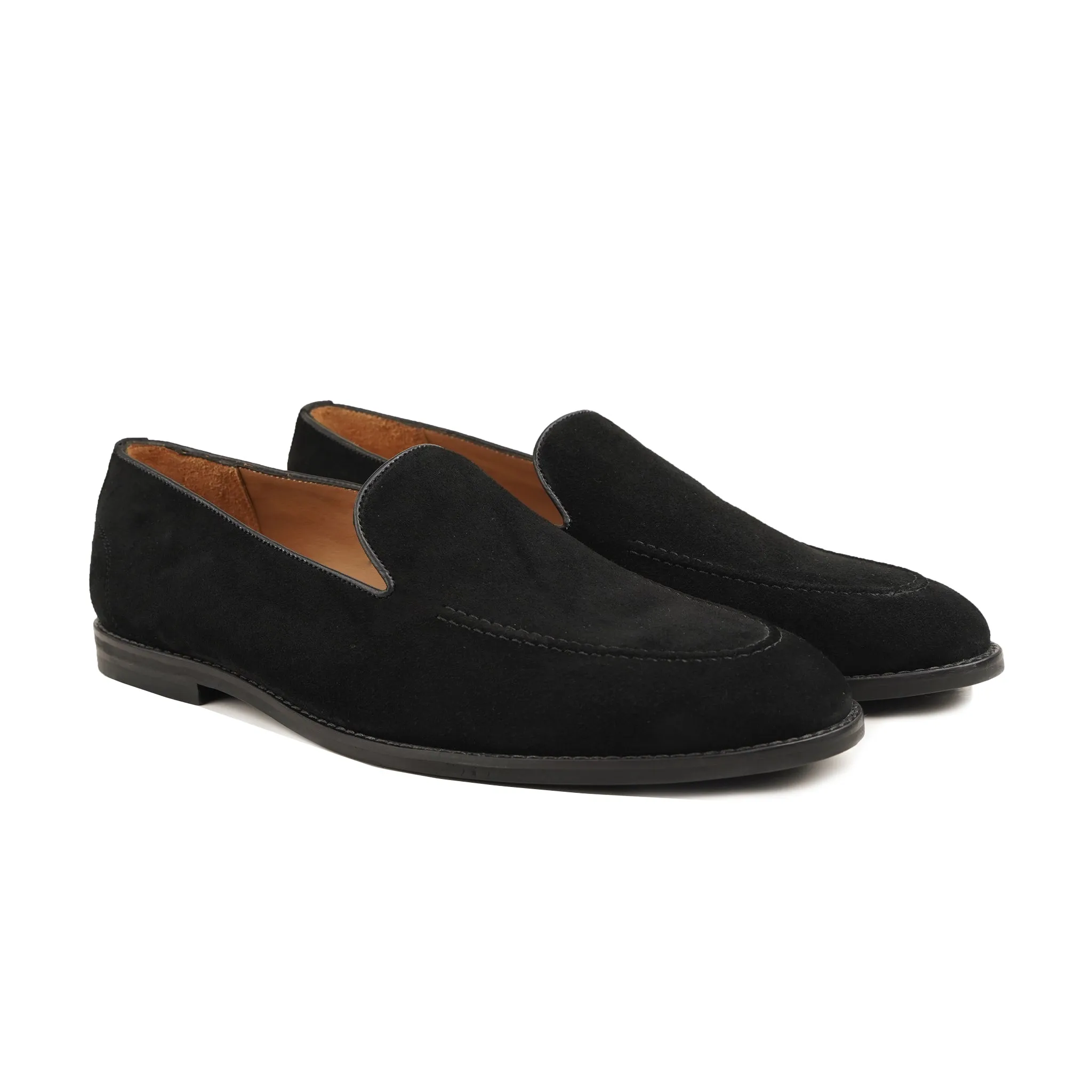 Catania - Men's Black Kid Suede Loafer