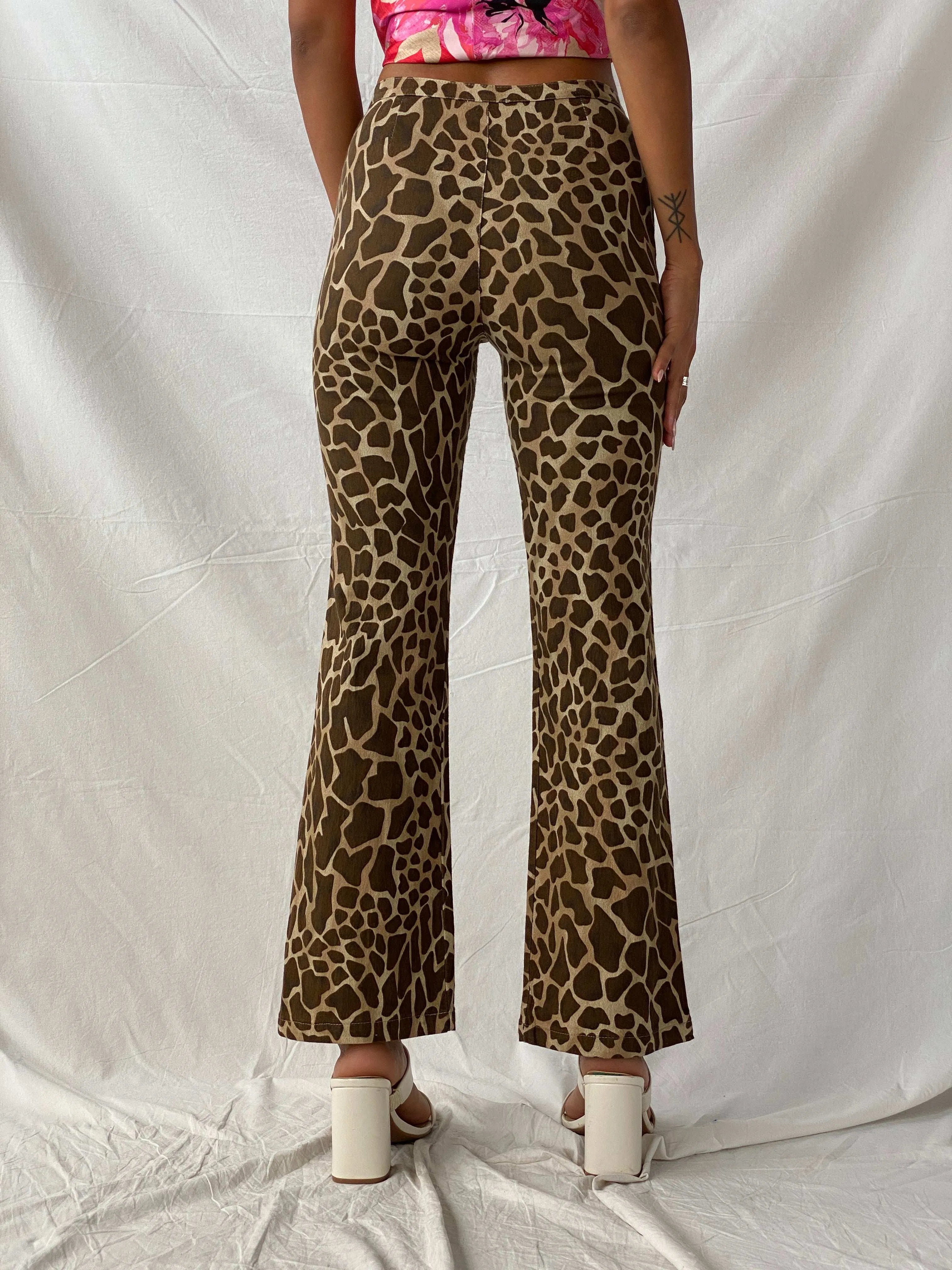 CHERIMAX Leopard Print Brown and Beige Flare Pants - XS