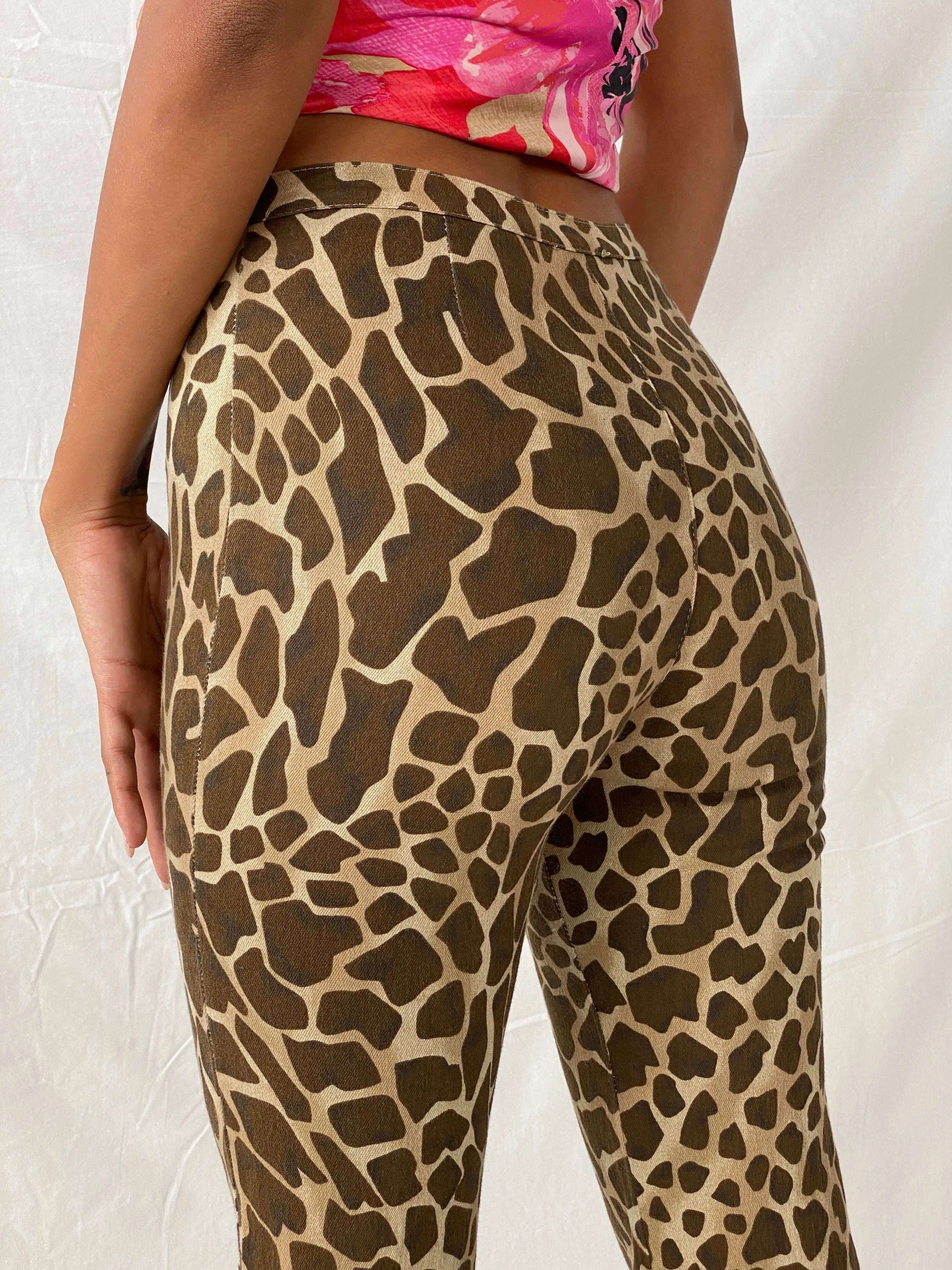 CHERIMAX Leopard Print Brown and Beige Flare Pants - XS