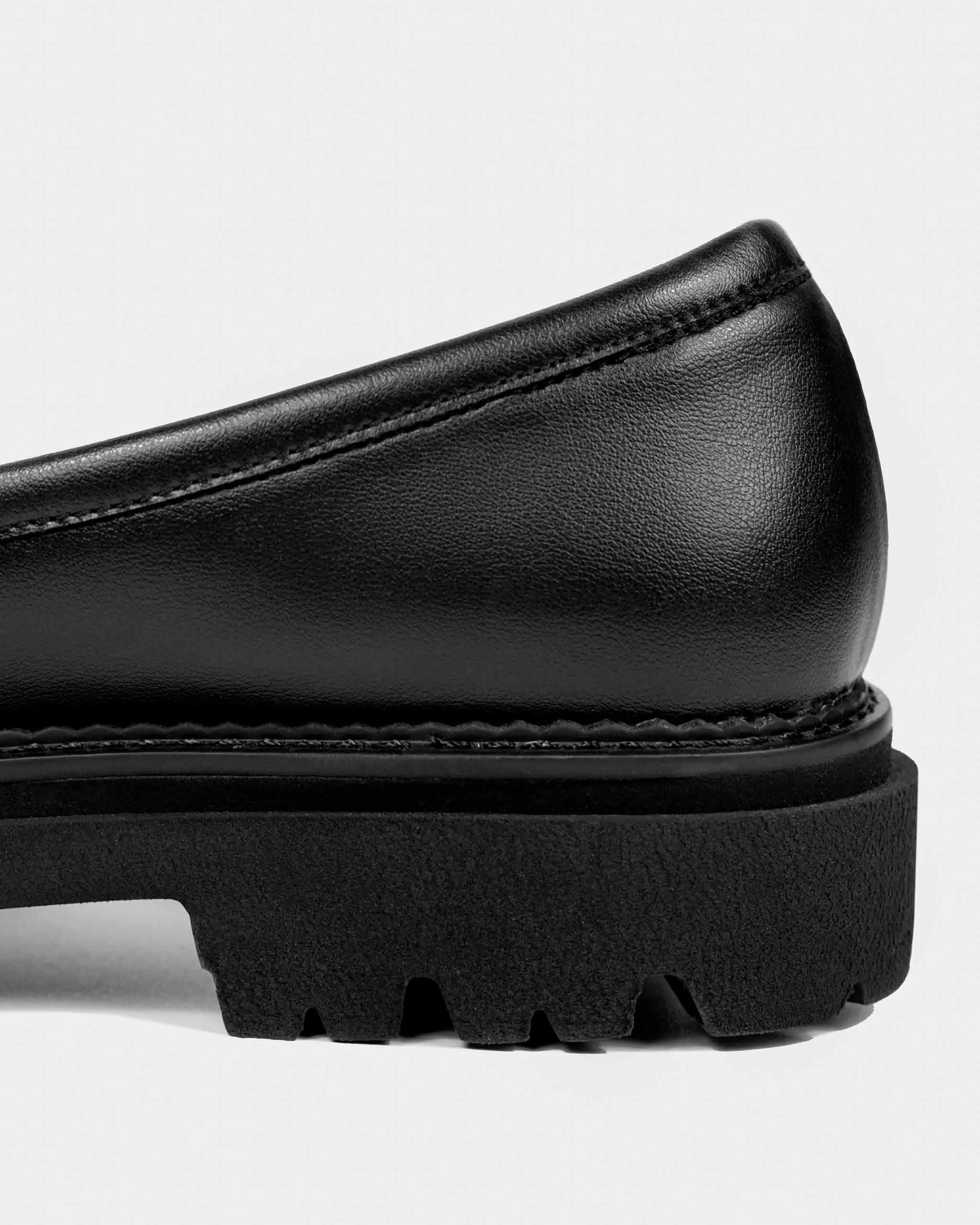 Chunky Grape Leather Vegan Loafers | Black