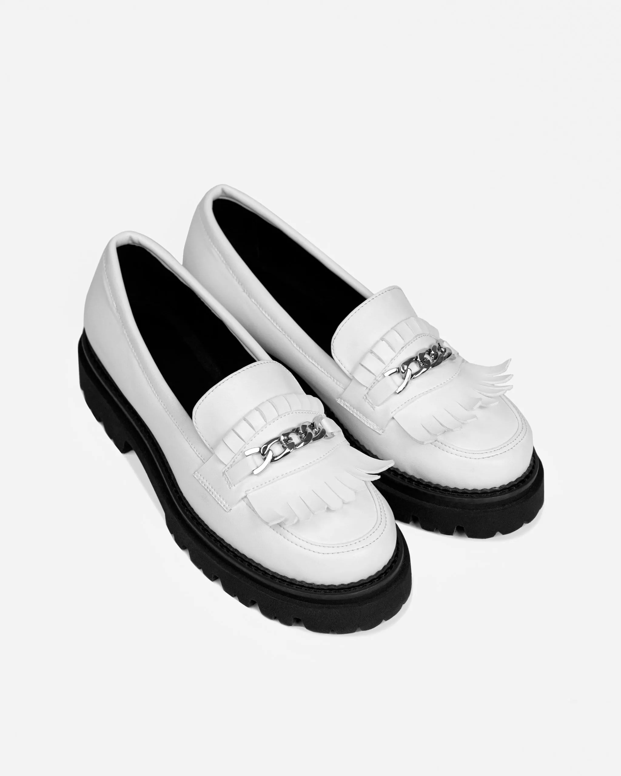 Chunky Grape Leather Vegan Loafers | White