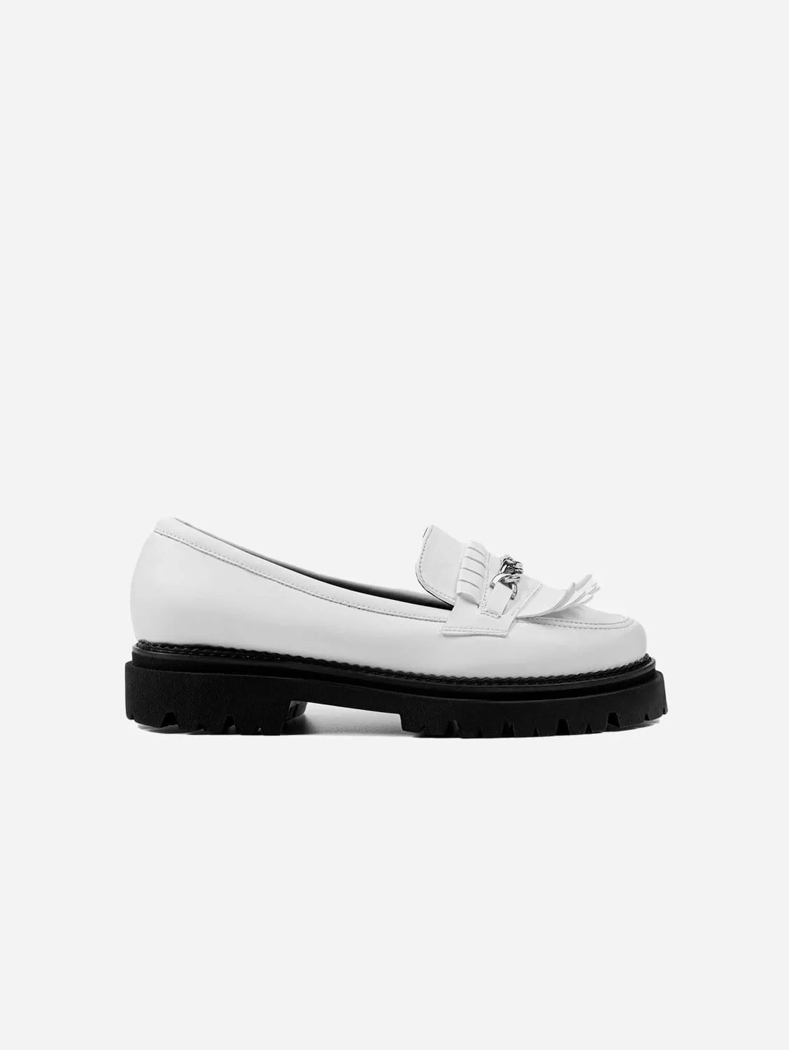 Chunky Grape Leather Vegan Loafers | White