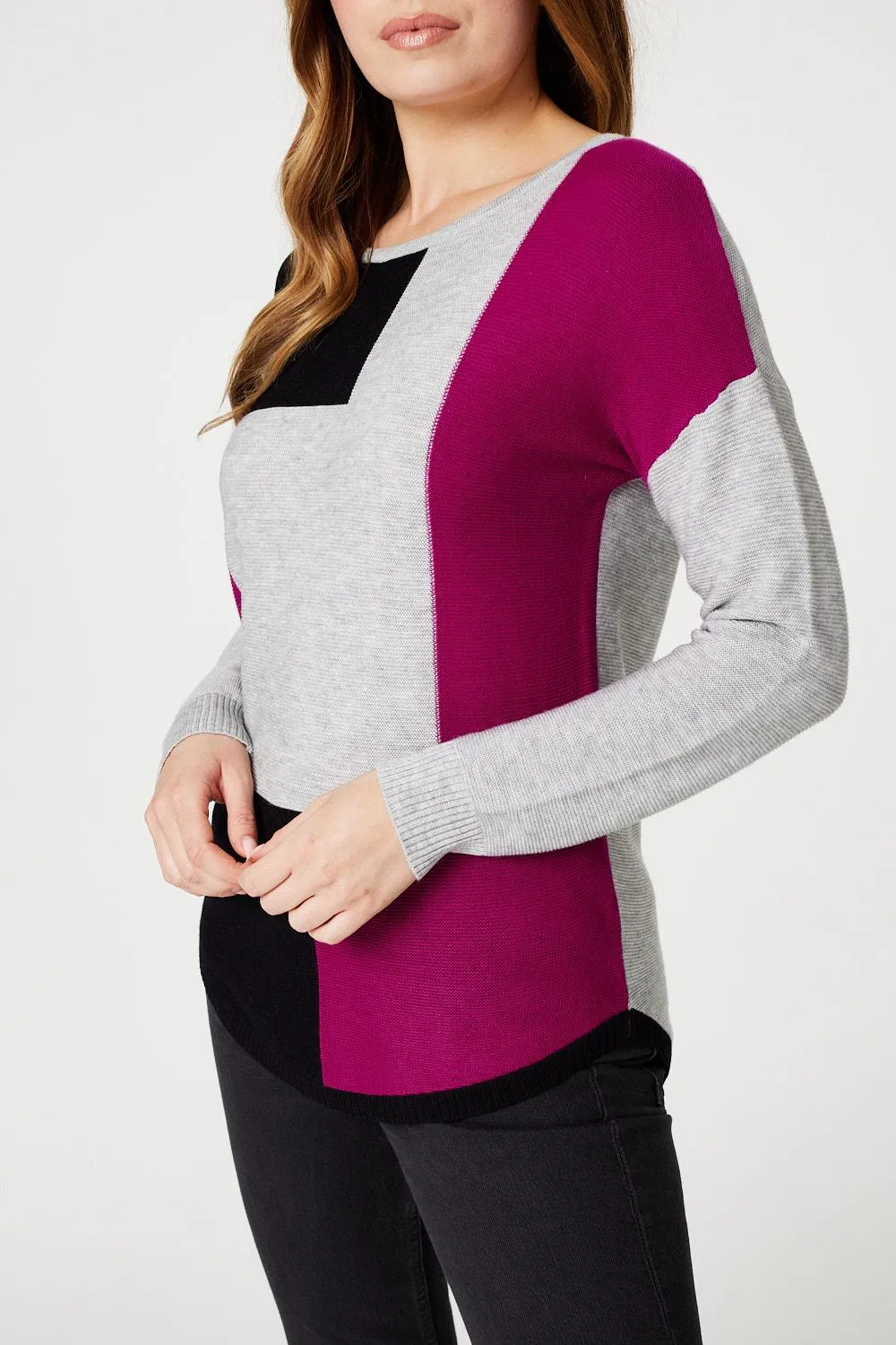 Colour Block Curve Knit Top