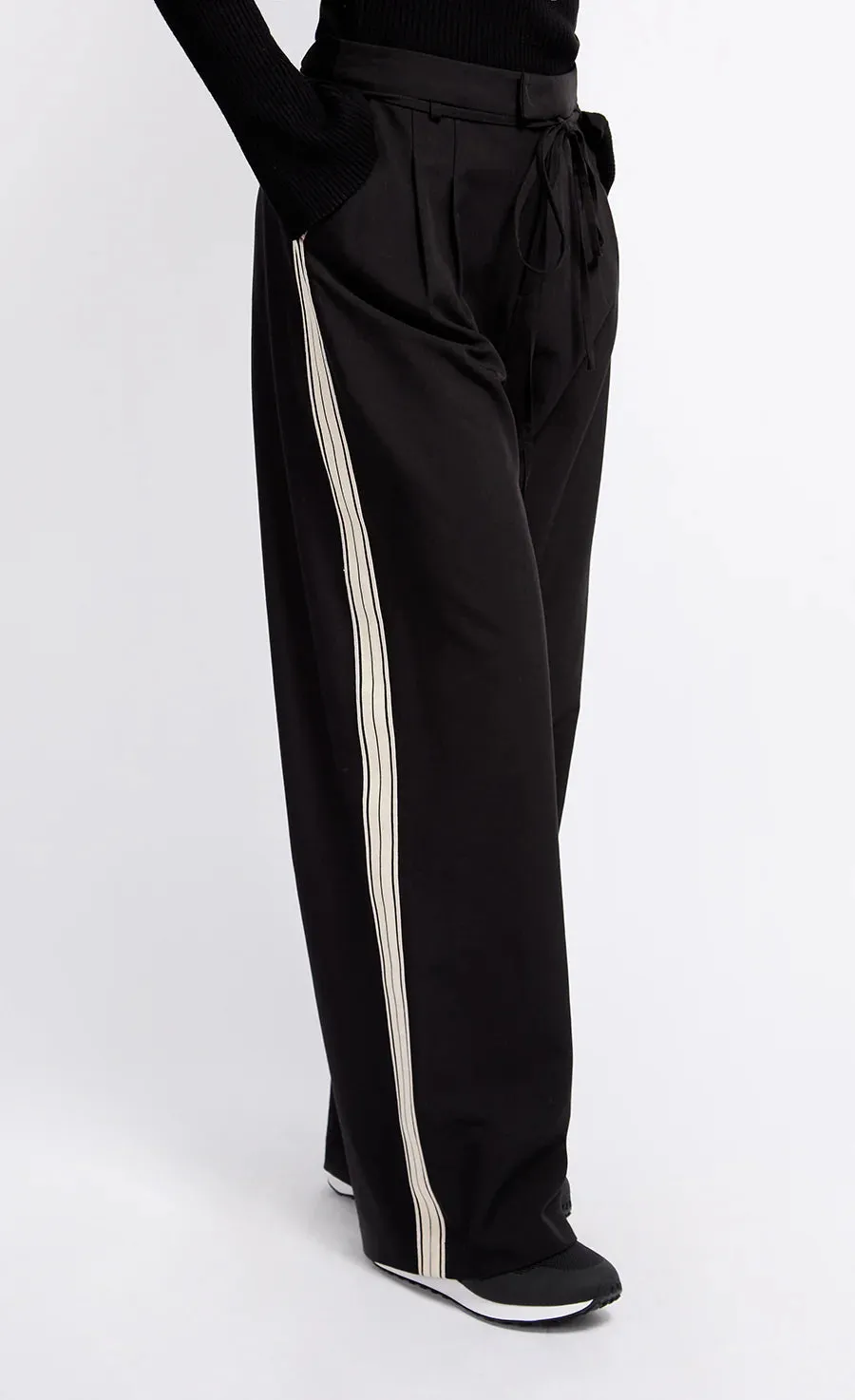 Contrast Side Stripe Trousers by Vogue Williams - Black