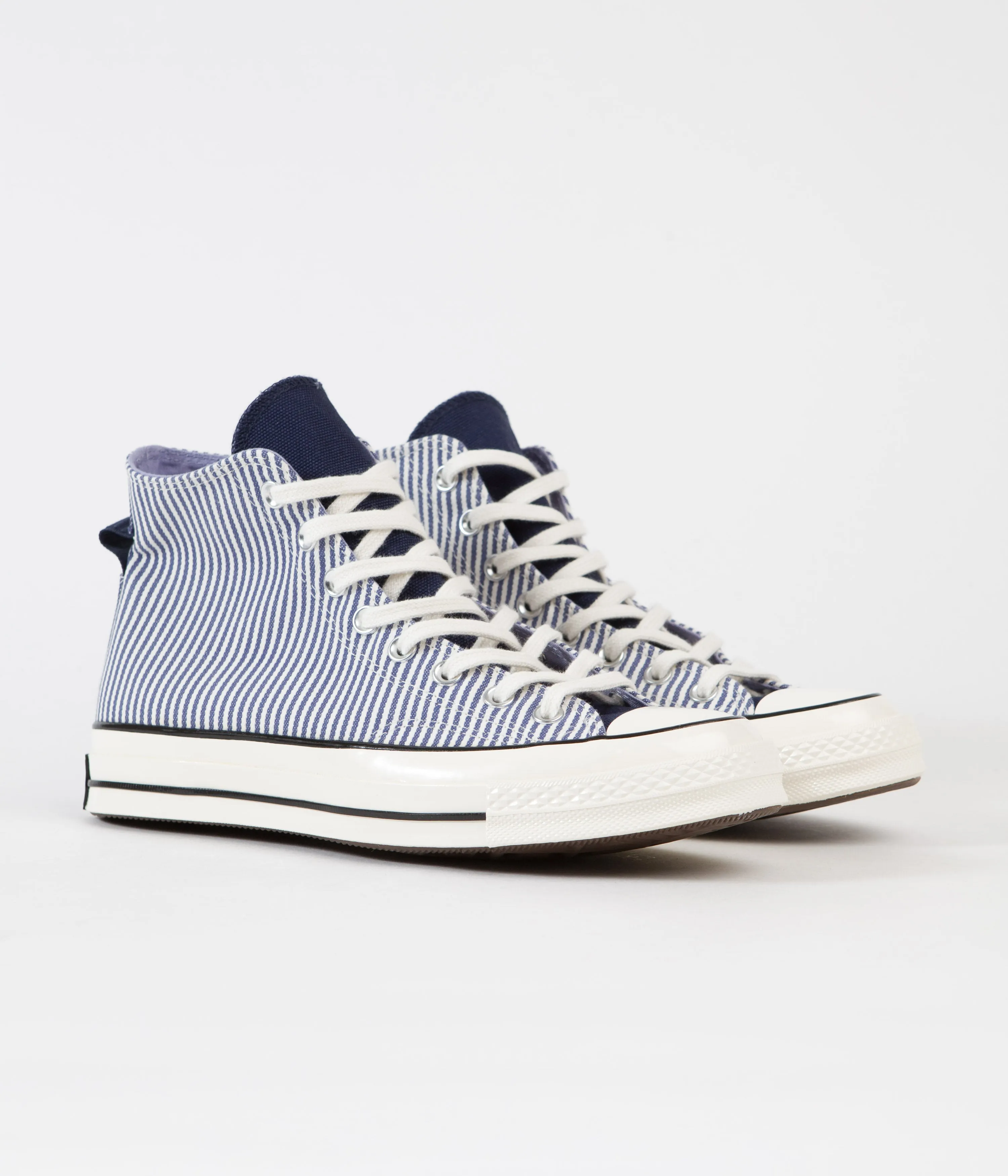 Converse CTAS 70's Hi Hickory Stripe Shoes - Washed Indigo / Egret / Black