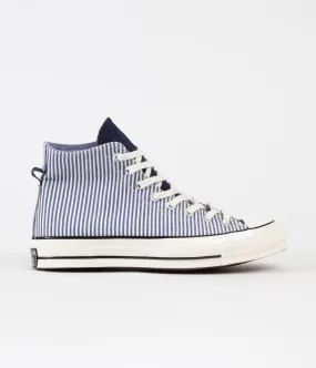 Converse CTAS 70's Hi Hickory Stripe Shoes - Washed Indigo / Egret / Black