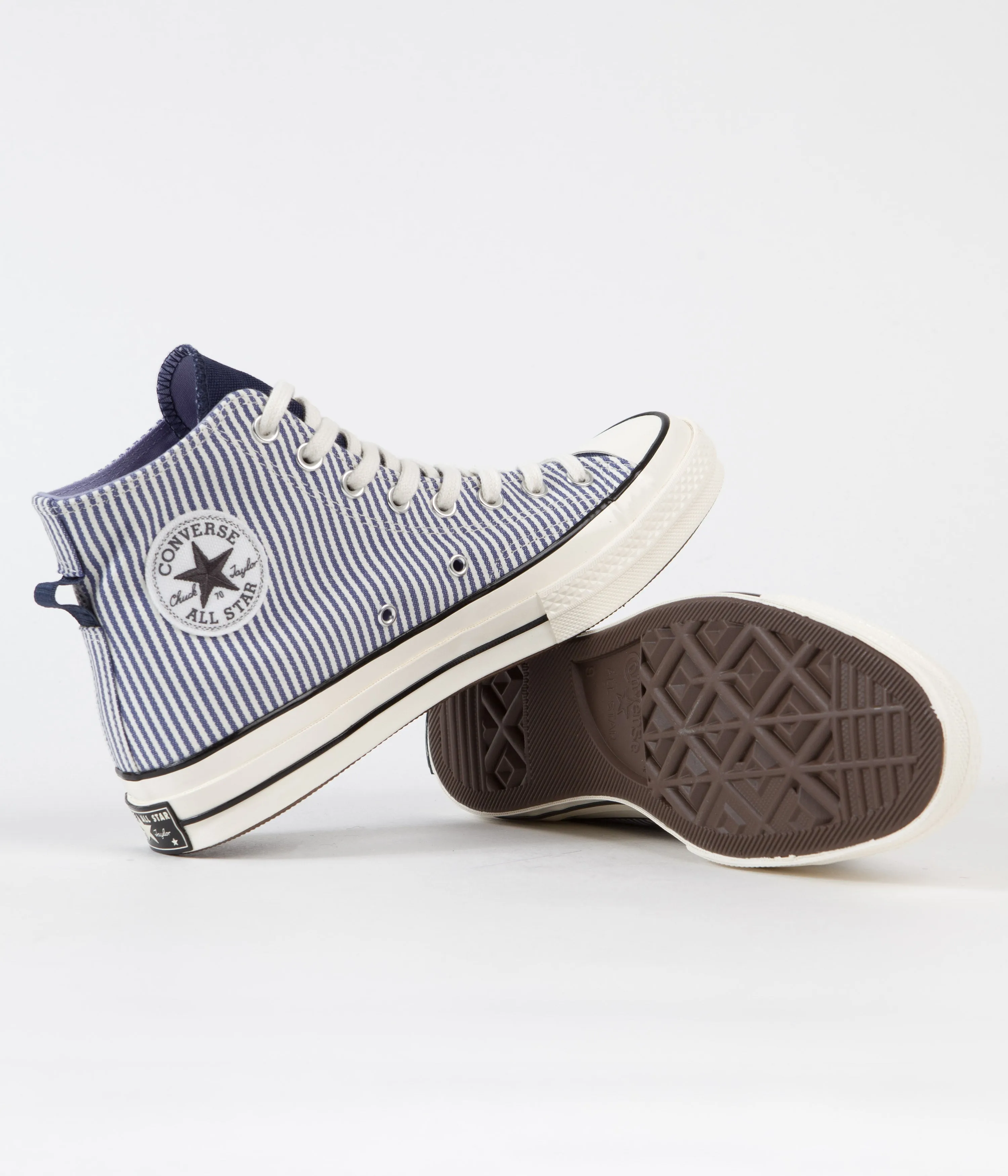 Converse CTAS 70's Hi Hickory Stripe Shoes - Washed Indigo / Egret / Black