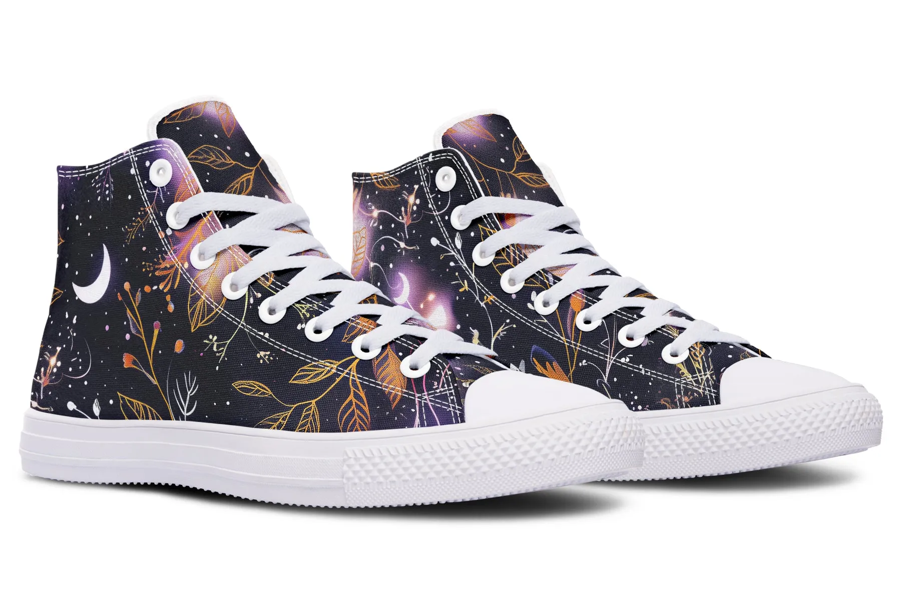 Cosmic Petals High Tops - Classic Premium Canvas Shoes with Comfortable and Durable Soles