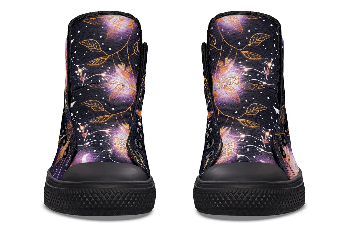 Cosmic Petals High Tops - Classic Premium Canvas Shoes with Comfortable and Durable Soles