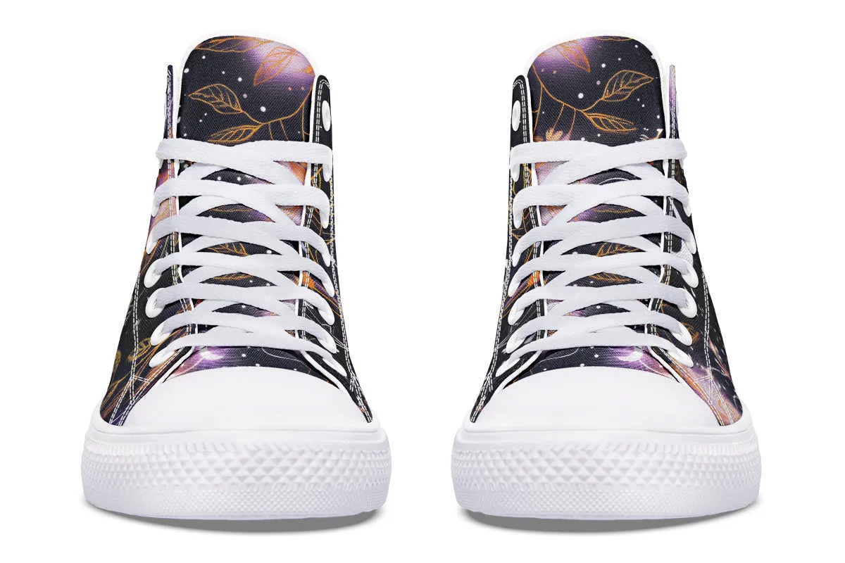 Cosmic Petals High Tops - Classic Premium Canvas Shoes with Comfortable and Durable Soles