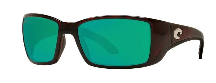 Costa Del Mar Mens Blackfin Tortoise Frame - Green Mirror 580 Plastic Lens - Polarized Sunglasses