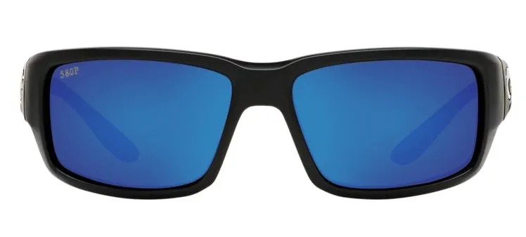 Costa Del Mar Mens Fantail Matte Black Frame - Blue Mirror 580 Plastic Lens - Polarized Sunglasses