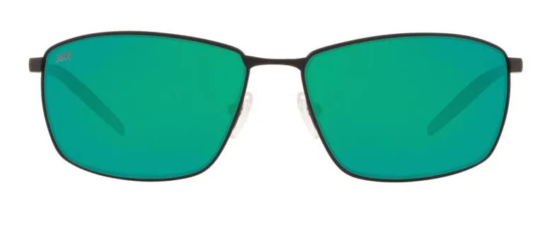 Costa Del Mar Turret Matte Black Frame - Green Mirror 580 Plastic Lens - Polarized Sunglasses