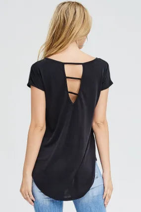 Cupro top with high low hemline and cutout back