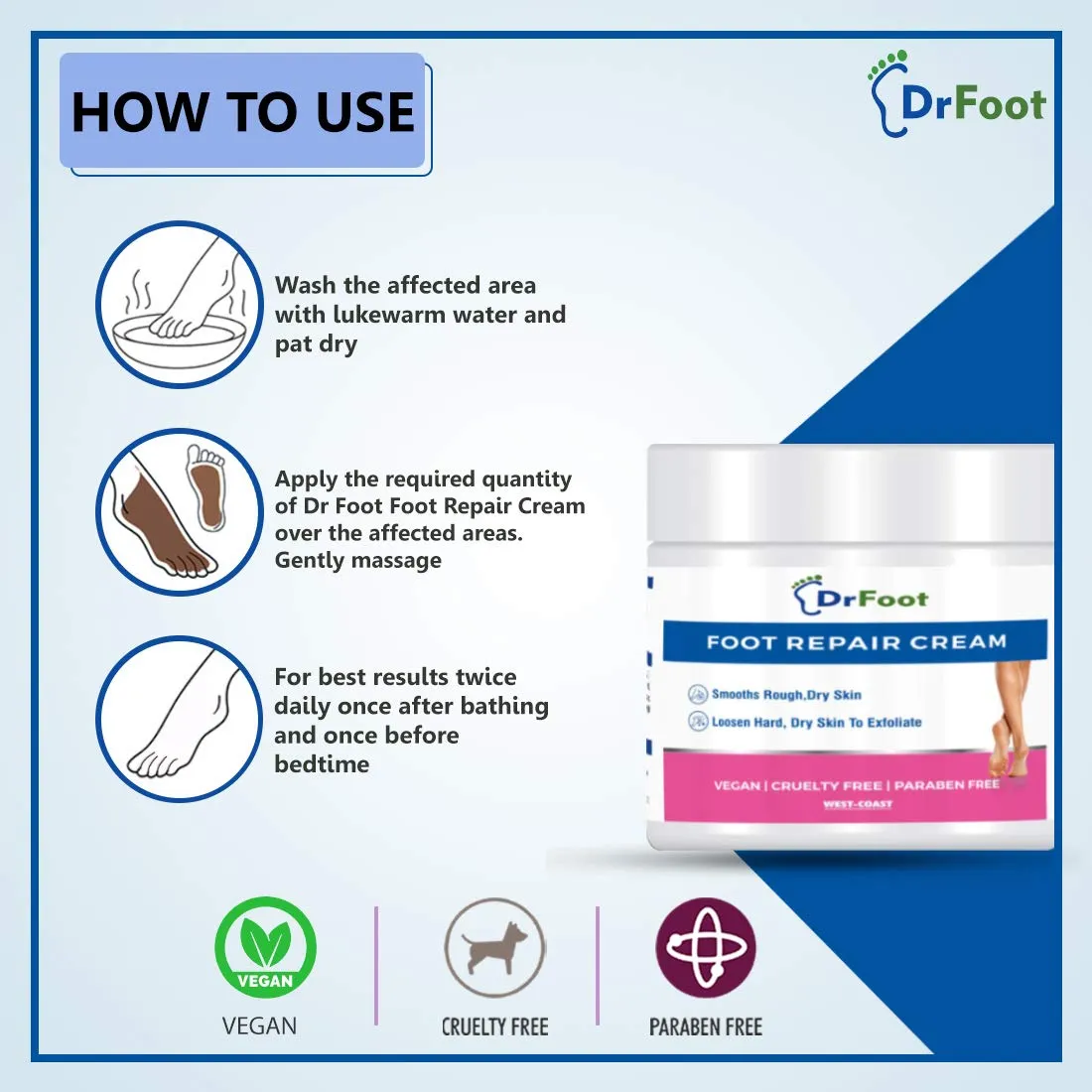 Dr Foot Foot Repair Cream, Foot Fungus, Dry Cracked Feet and Smelly Feet with Essential Oils - Tea Tree Oil, Antifungal Treatment Foot Repair - 100 gm (Pack of 2)