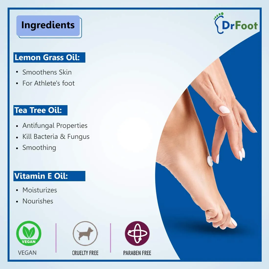 Dr Foot Foot Repair Cream, Foot Fungus, Dry Cracked Feet and Smelly Feet with Essential Oils - Tea Tree Oil, Antifungal Treatment Foot Repair - 100 gm (Pack of 2)