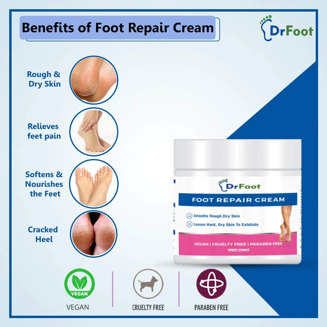 Dr Foot Foot Repair Cream, Foot Fungus, Dry Cracked Feet and Smelly Feet with Essential Oils - Tea Tree Oil, Antifungal Treatment Foot Repair - 100 gm (Pack of 2)