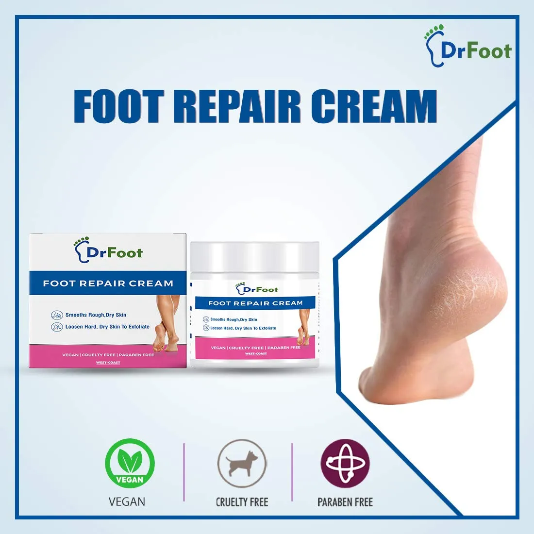 Dr Foot Foot Repair Cream, Foot Fungus, Dry Cracked Feet and Smelly Feet with Essential Oils - Tea Tree Oil, Antifungal Treatment Foot Repair - 100 gm (Pack of 2)