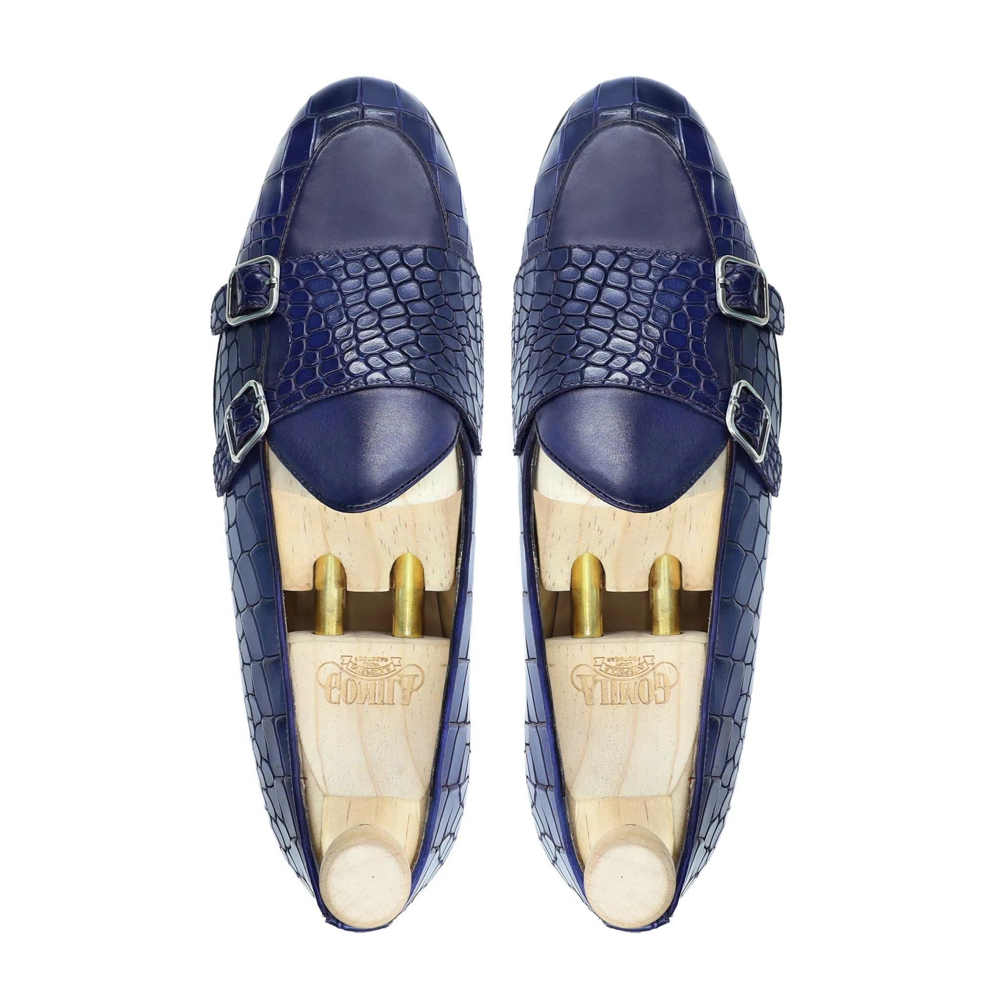 Drobak - Men's Blue Calf Leather Double Monkstrap