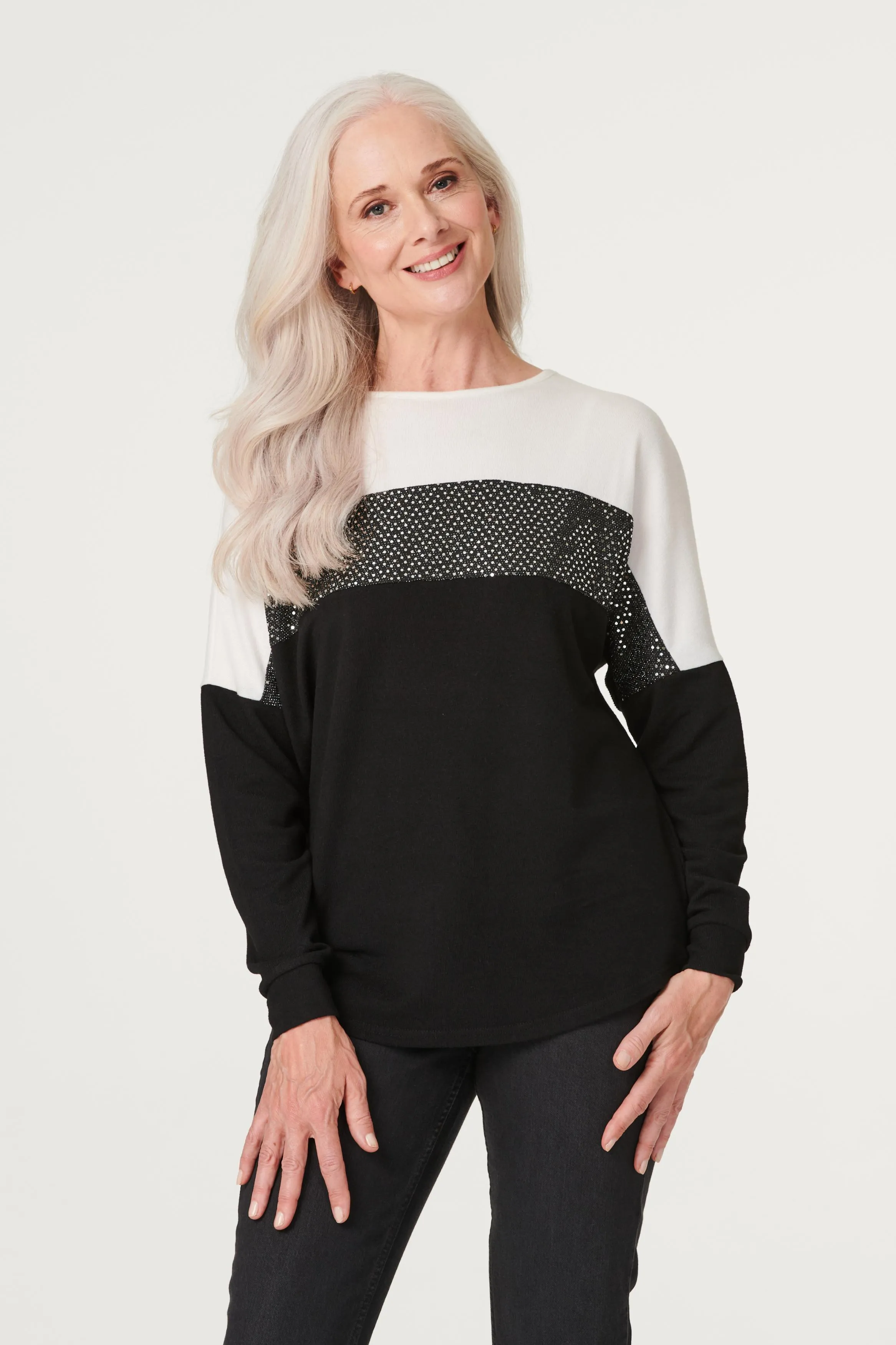 Embellished Colour Block Jumper