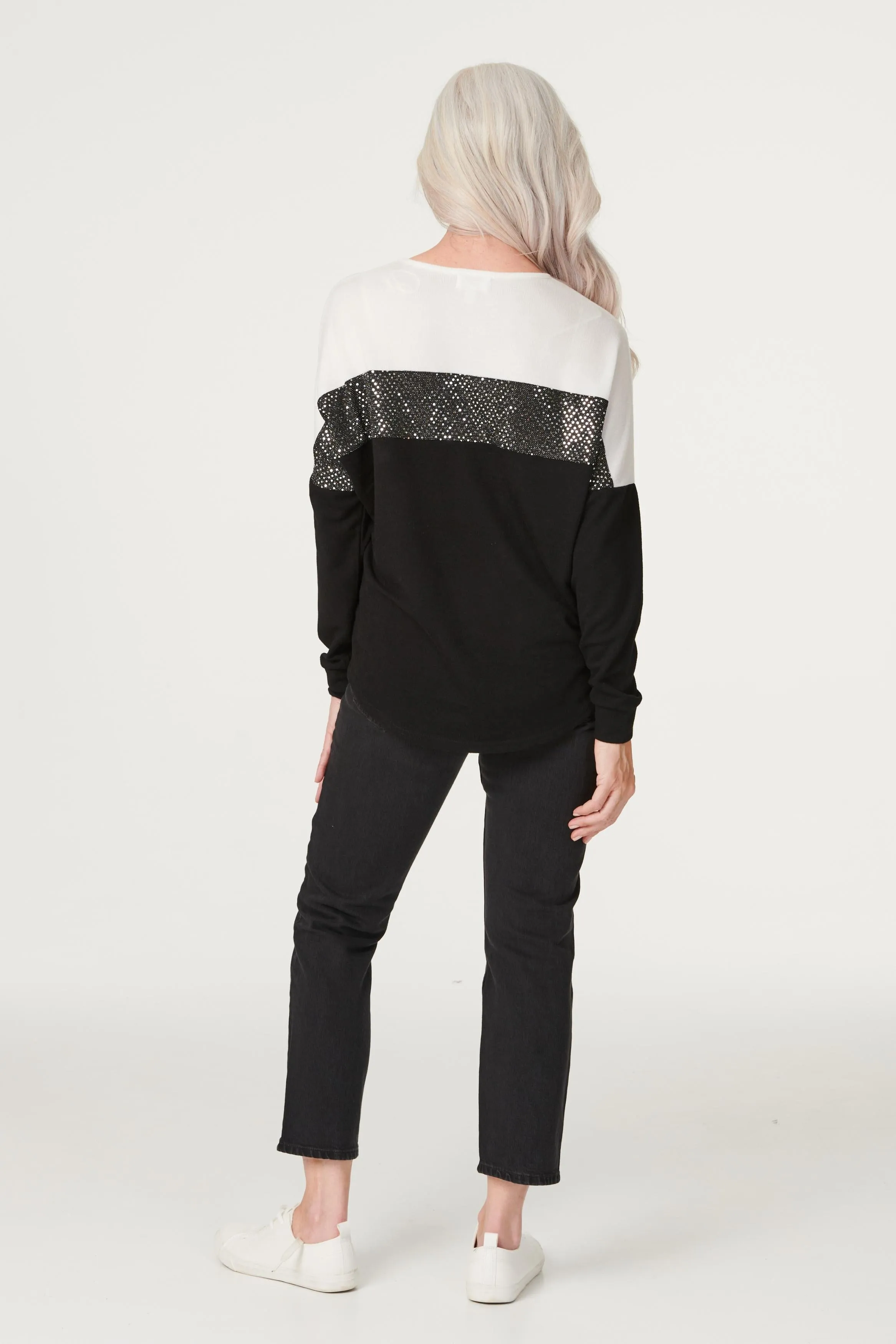 Embellished Colour Block Jumper