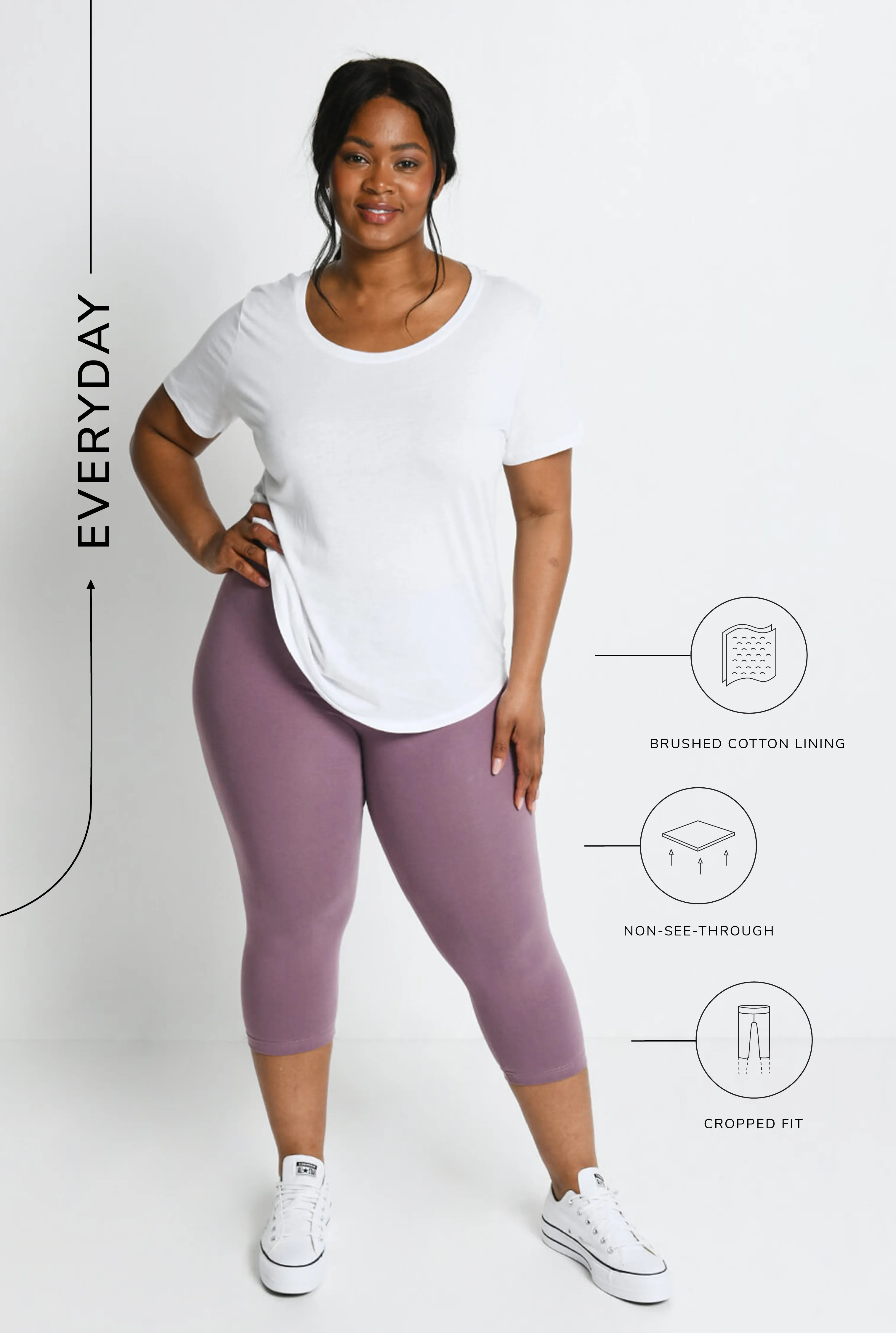 Everyday Cropped Leggings - Elderberry Purple