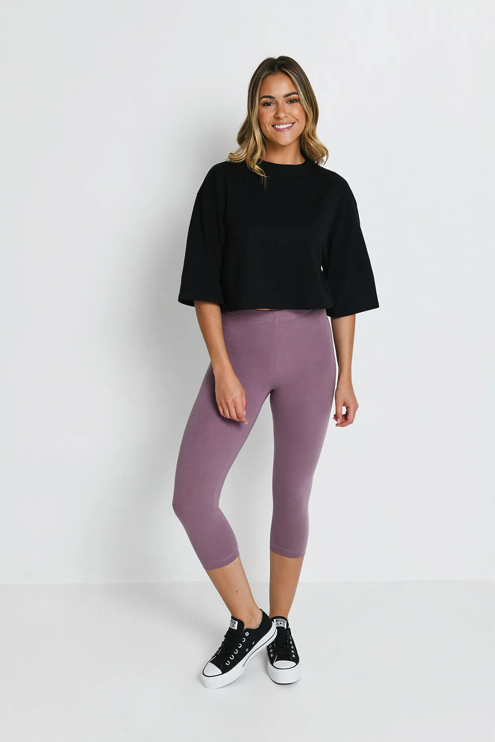 Everyday Cropped Leggings - Elderberry Purple