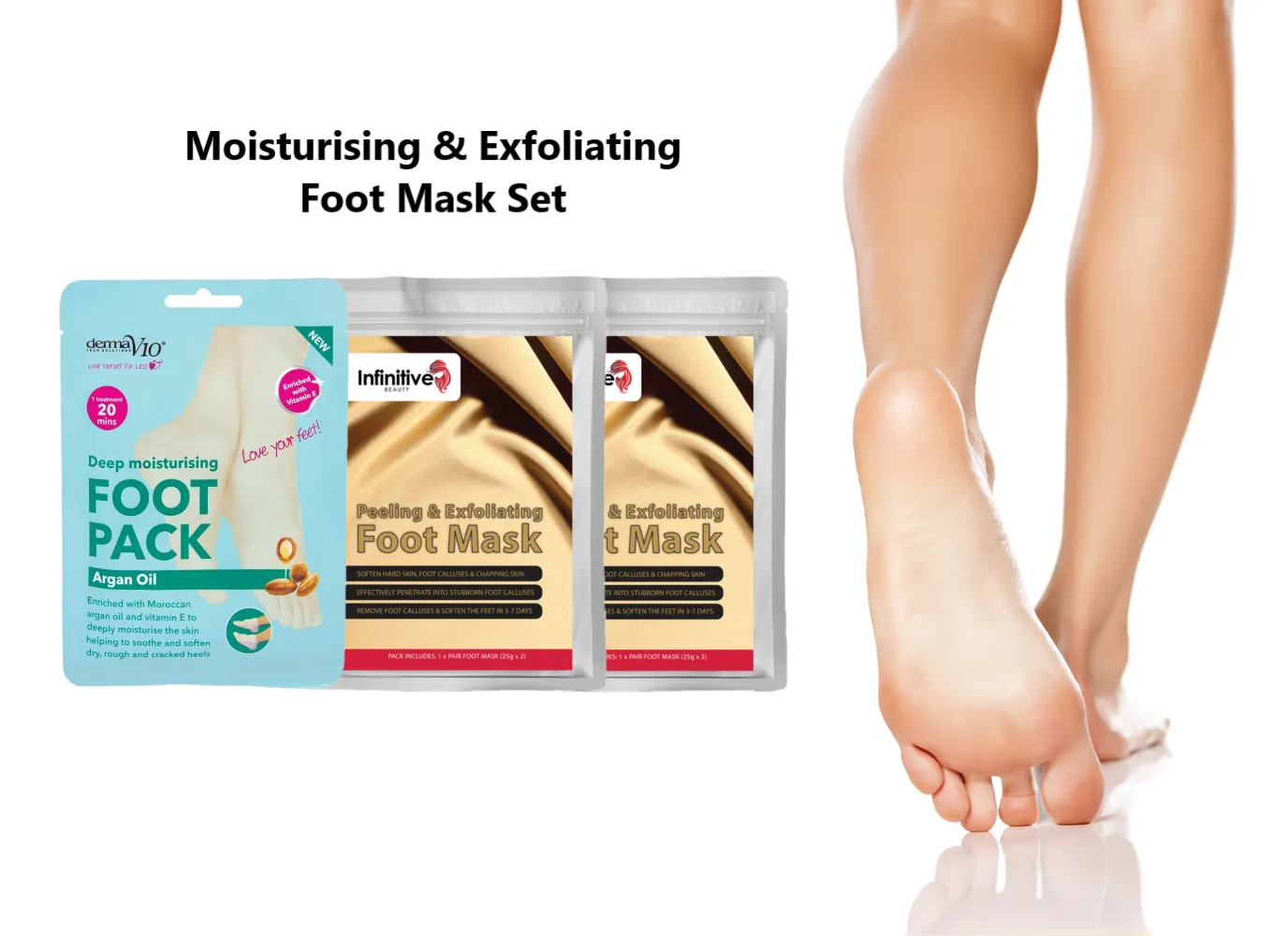 Exfoliating & Moisturising Foot Mask Collection - 3 Packs