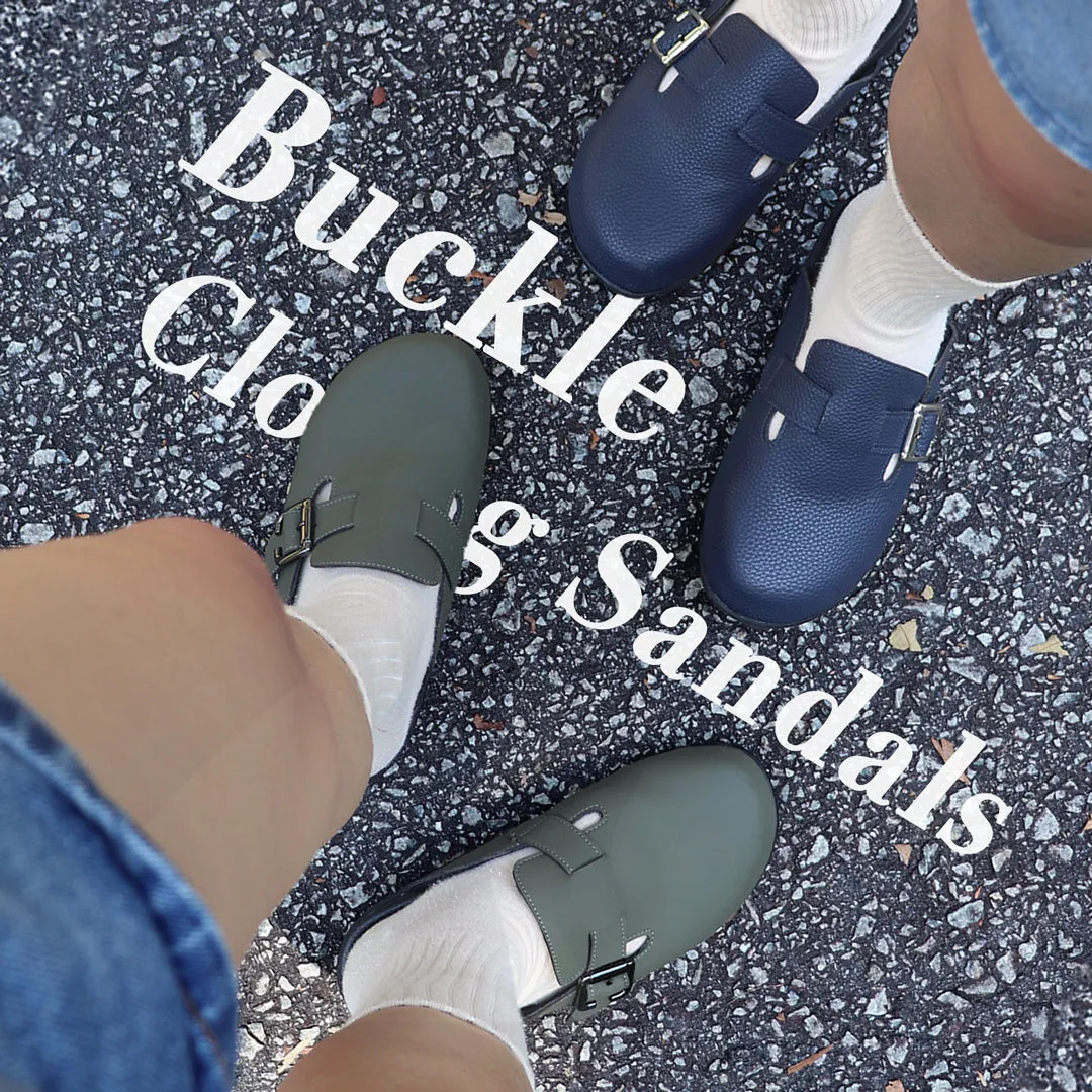 [Extra 20% off at cart][Unisex] Closed Toe Buckle Clog Sandals