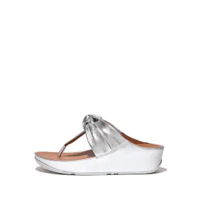 Fitflop Twiss II Women's Knot Strap Leather Sandals - Silver