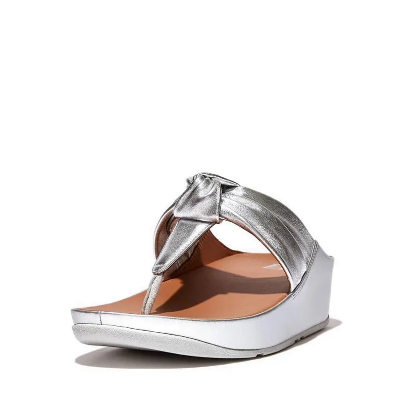 Fitflop Twiss II Women's Knot Strap Leather Sandals - Silver