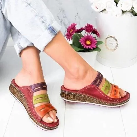 Flat slides for women wide width sandals