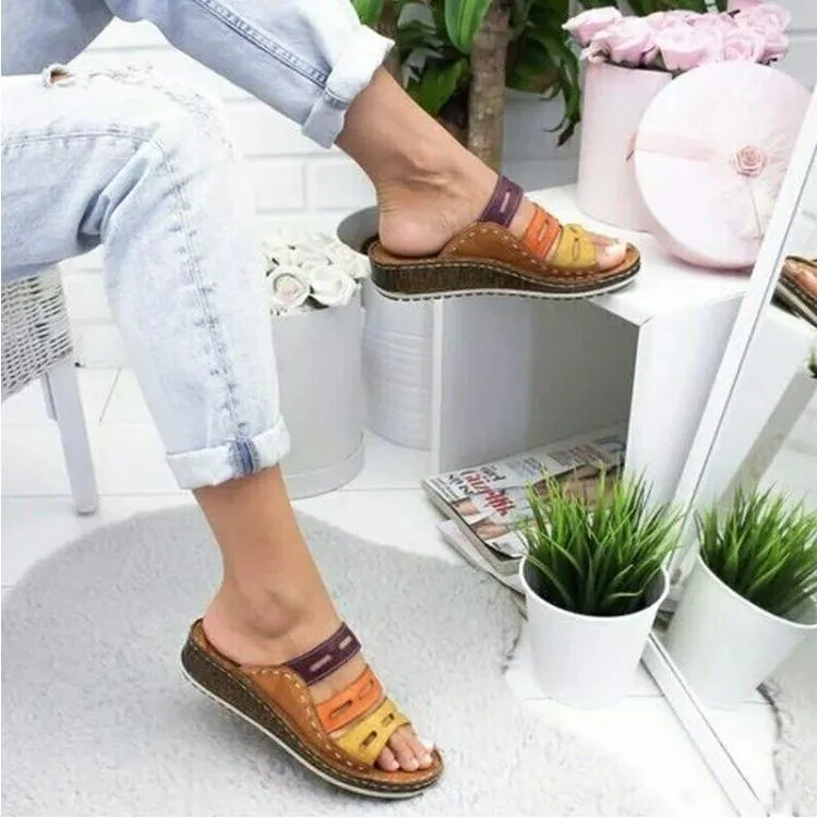 Flat slides for women wide width sandals