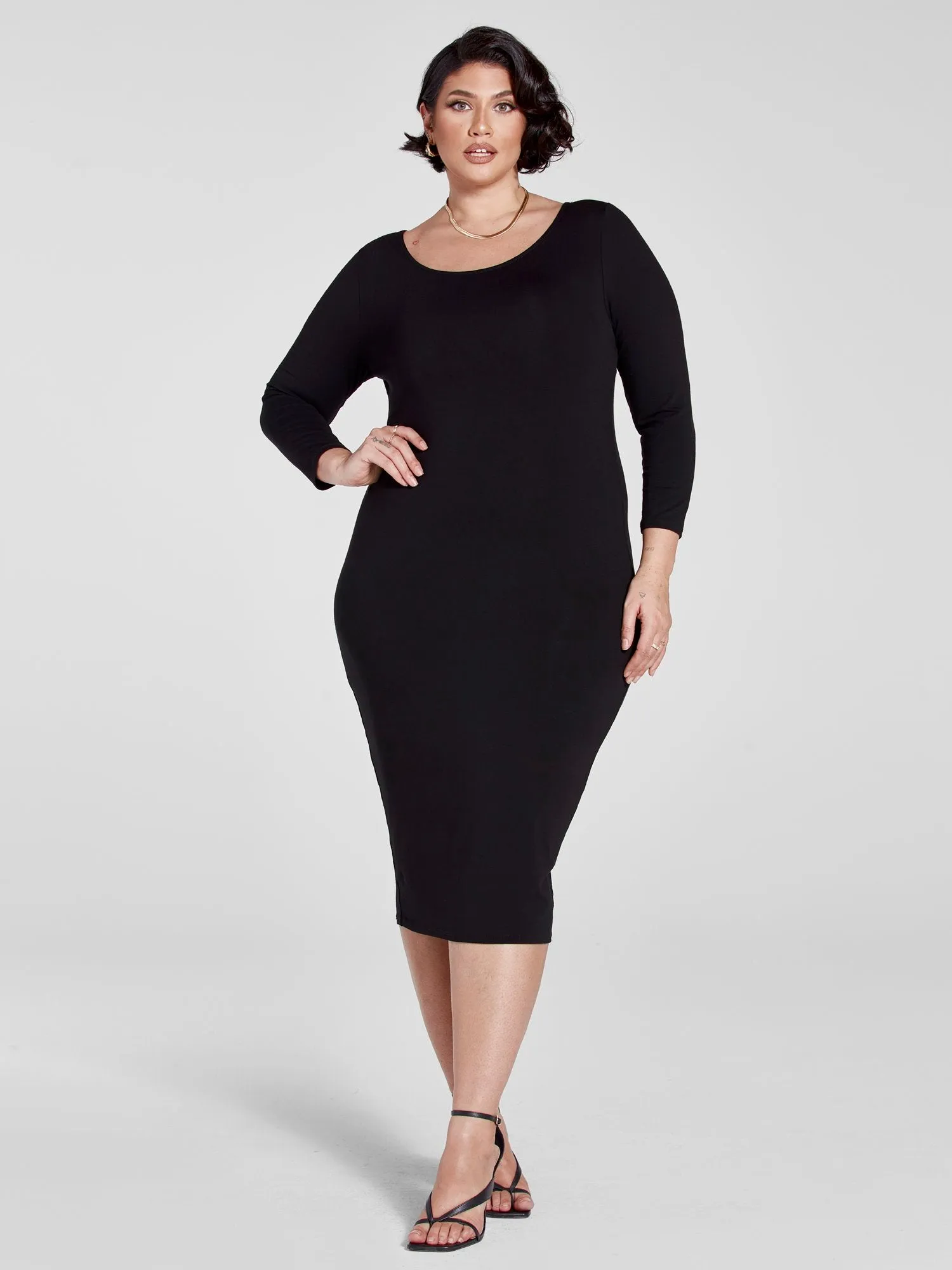 FTF Signature Everyday Three-Quarter Sleeve Midi Dress