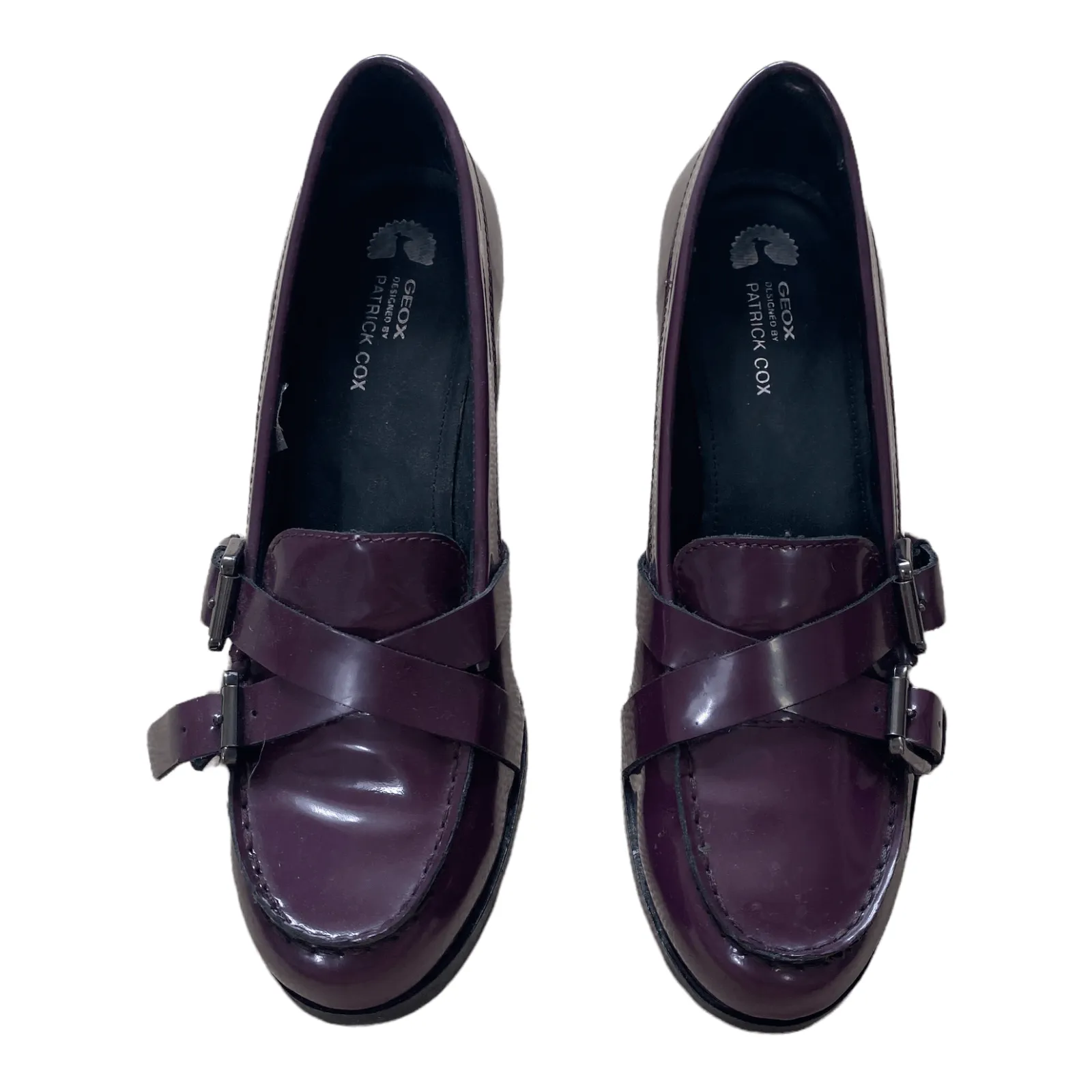 Geox Leather Block Heel Loafers Purple UK 6 EU 39