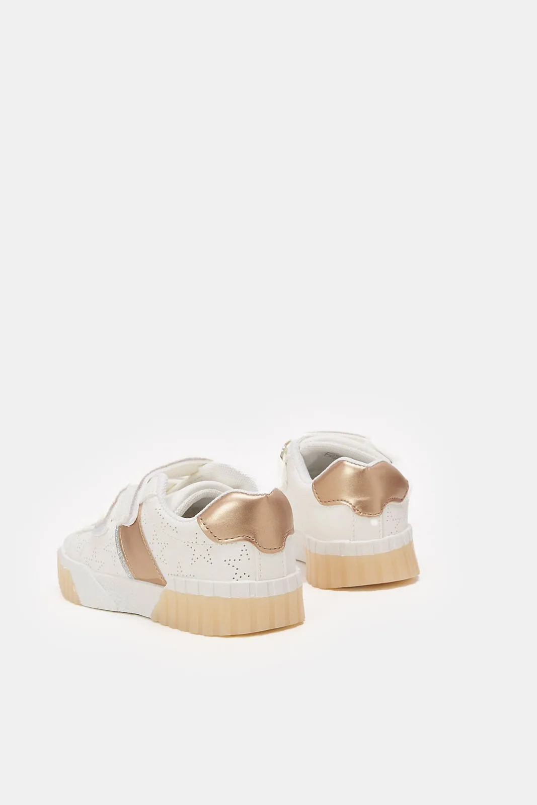 Girls Cream Velcro Trainer