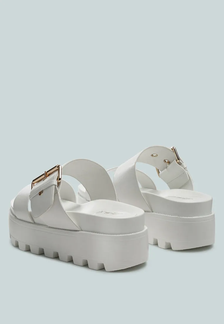 Gound Platform Lug Sole Metal Buckle Sandals