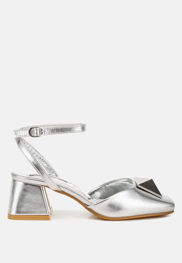 Griselda Brooch Detail Ankle Strap Sandals