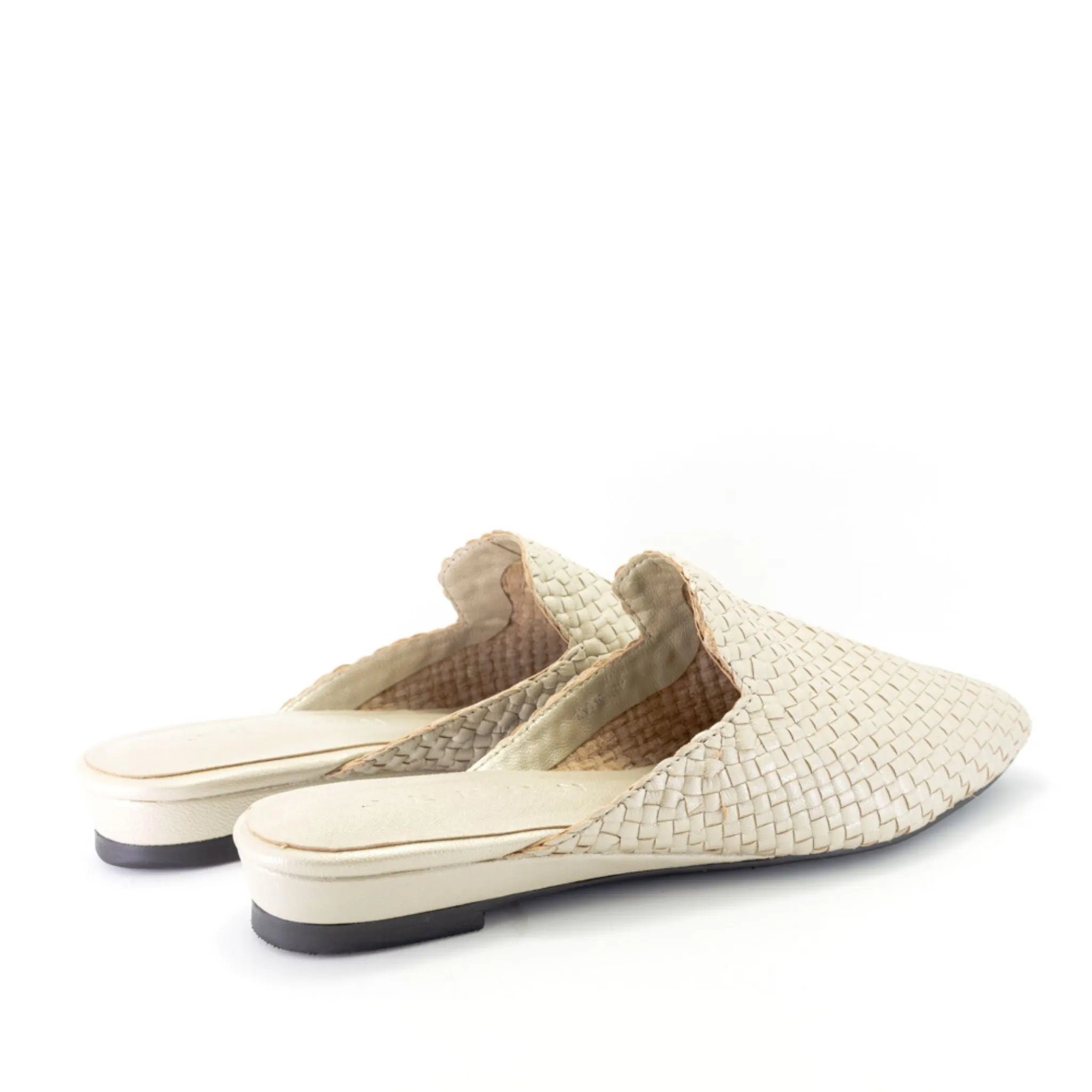 Handwoven leather flat mules - 4013019