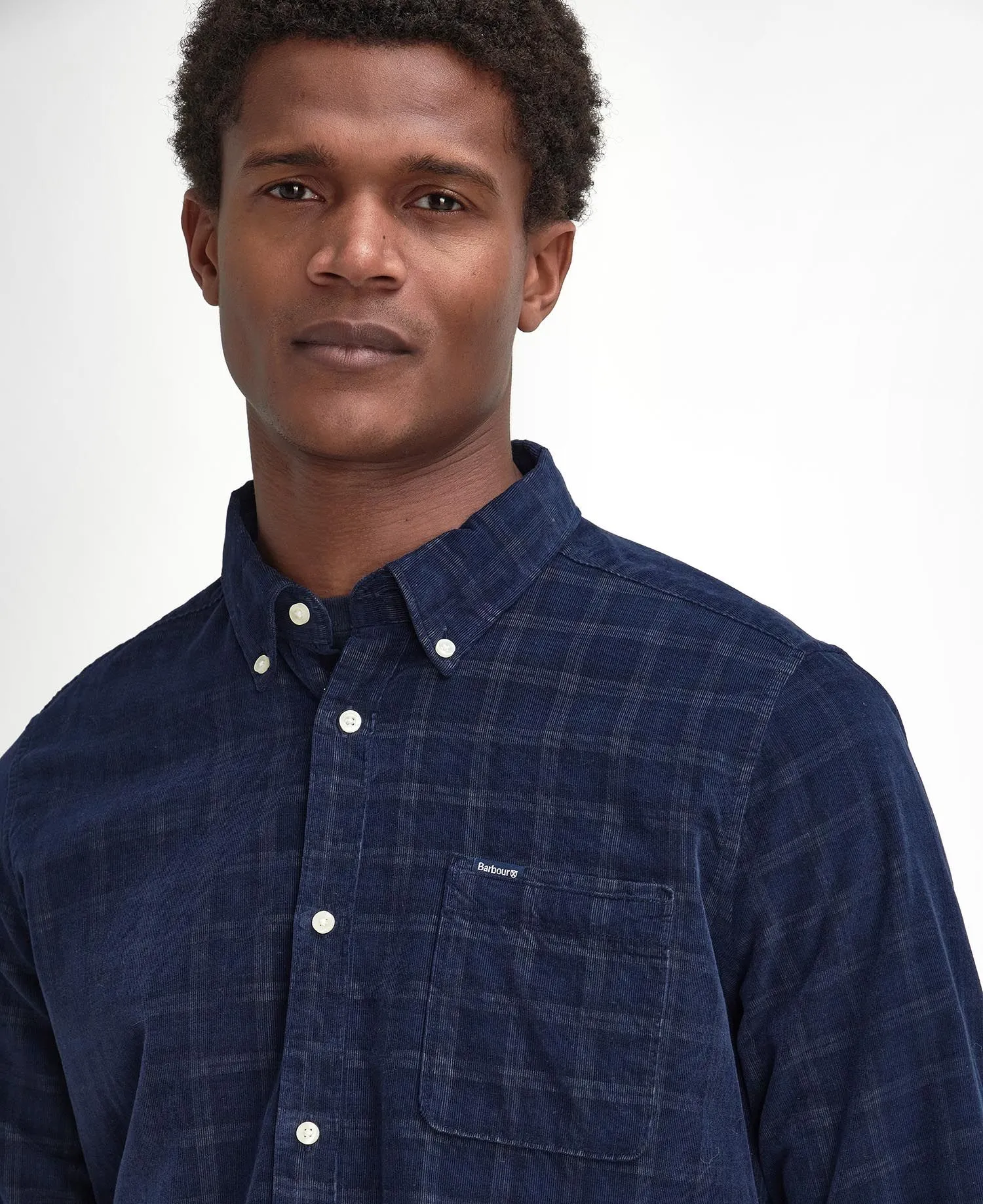 Harthill Checked Cord Shirt in Navy