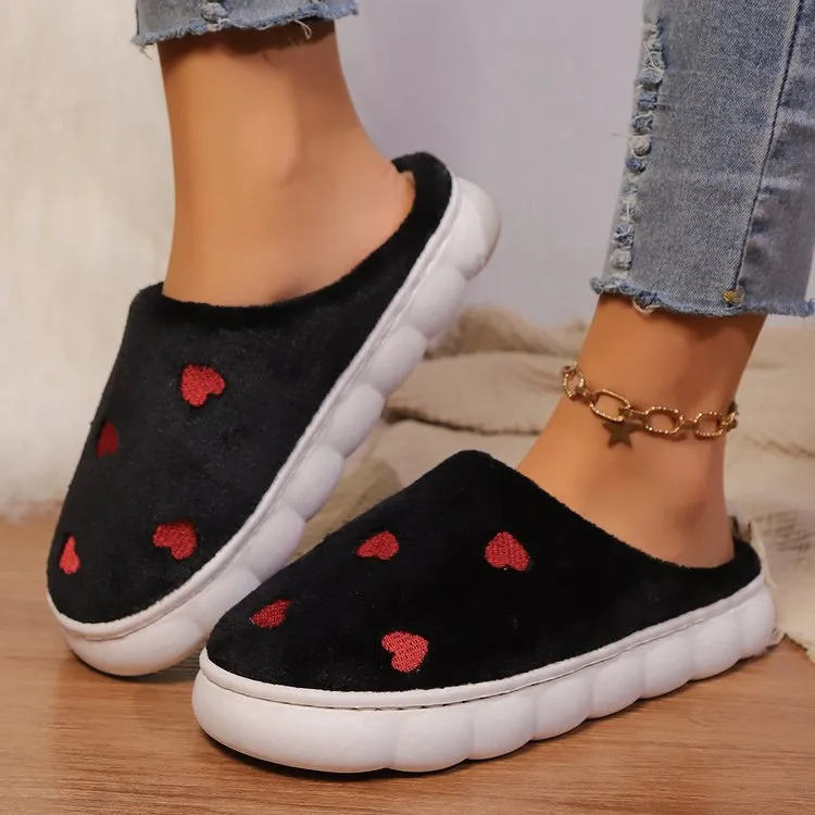 Heart Round Toe Flat Slippers