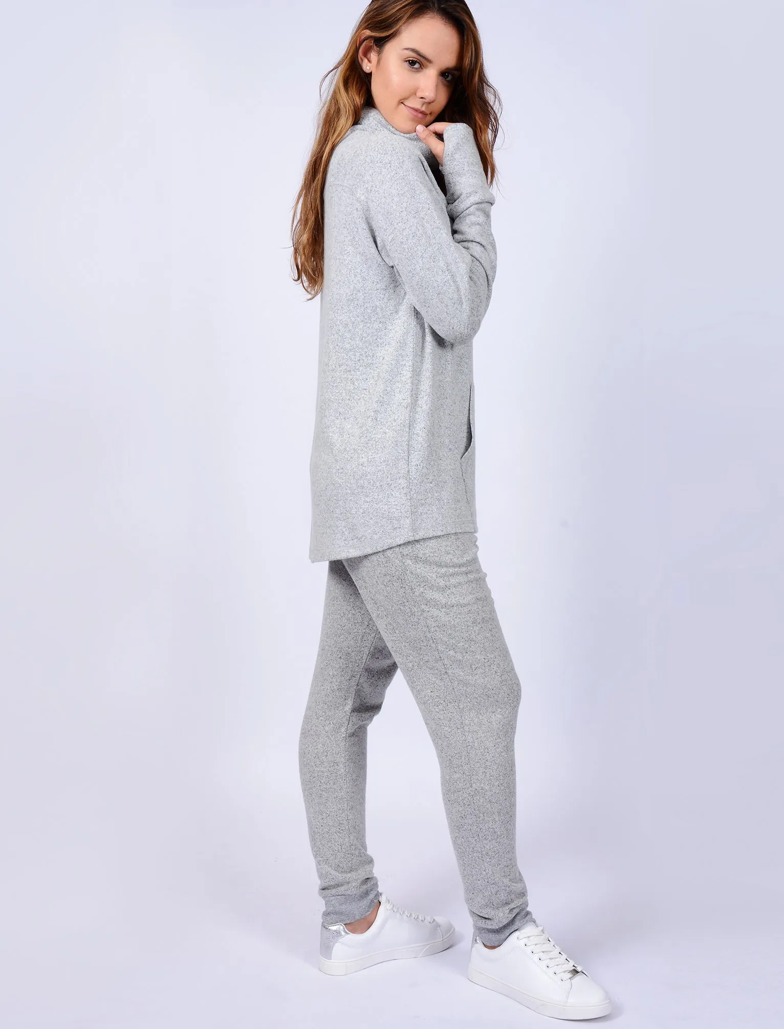 Hooter Brushed Jersey Cuffed Joggers in Pale Grey - Tokyo Laundry Active