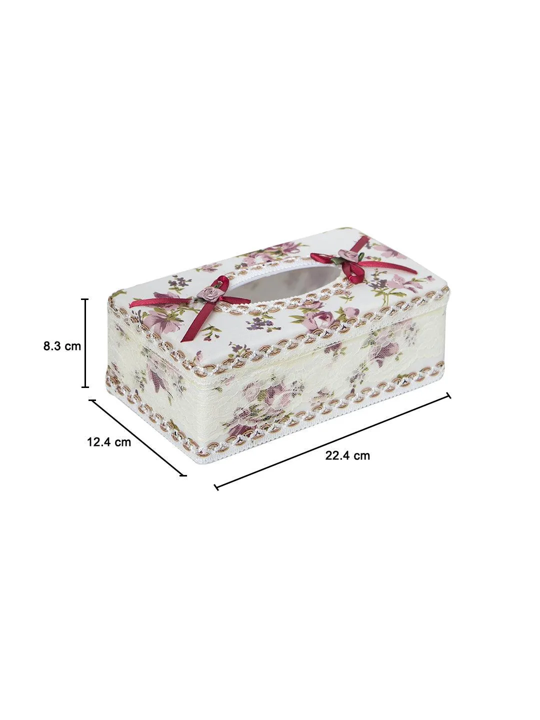 Ivory & Pink Tissue Box - 22.4 X 12.4 X 8.3Cm