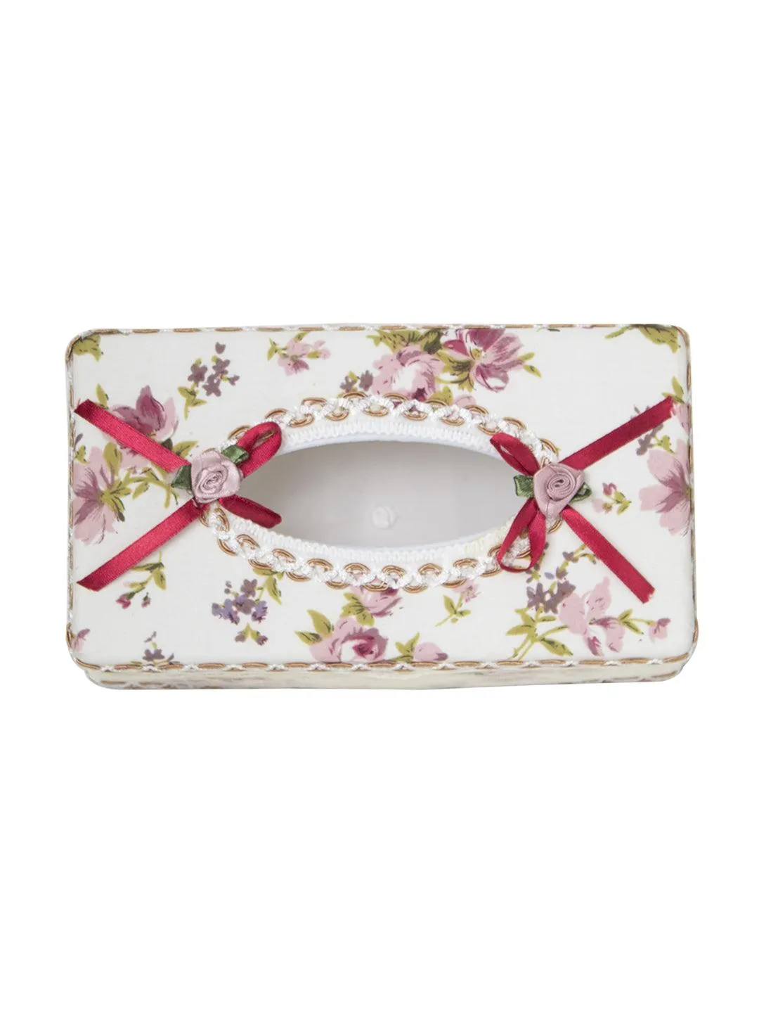 Ivory & Pink Tissue Box - 22.4 X 12.4 X 8.3Cm